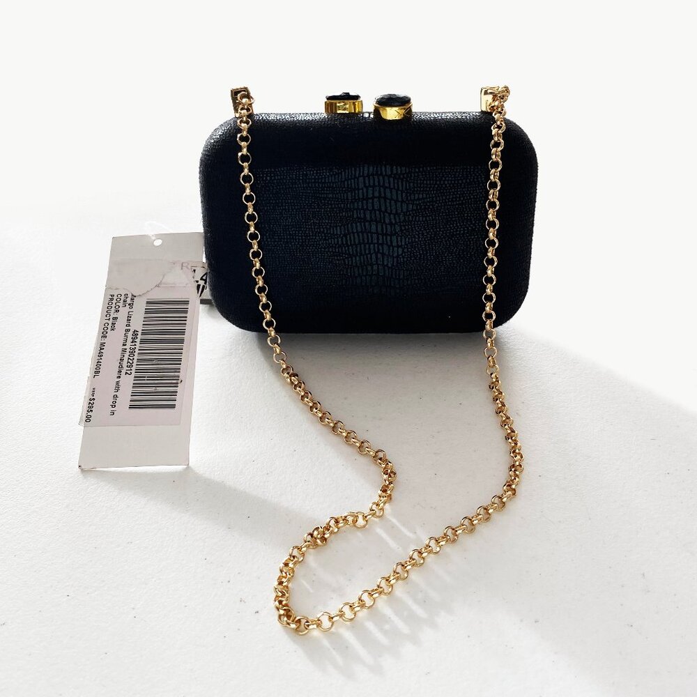 Kotur Burma Black Miniaudiere Convertible Clutch Bag